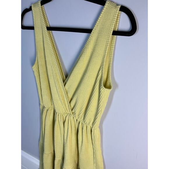 Caution to the Wind, Sz. Small, Butter Yellow Tiered Dress, Terrycloth, Vacation - Picture 2 of 5